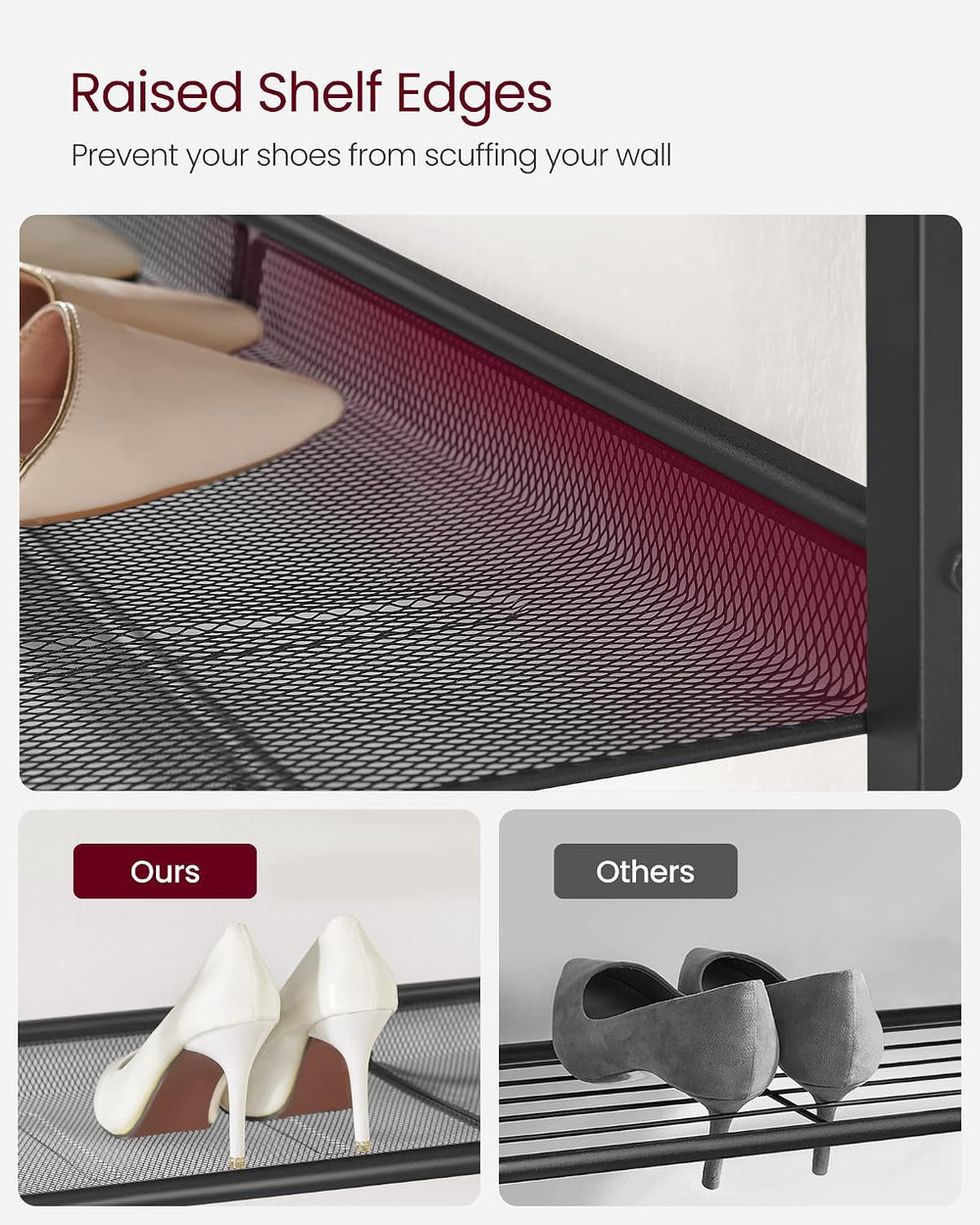 VASAGLE 4-Tier Shoe Rack, Adjustable, Freestanding