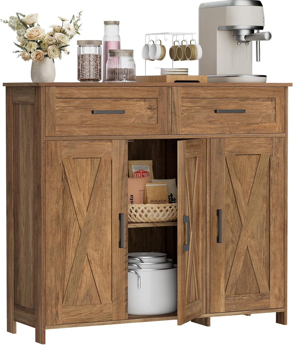 Coffee Bar Storage Cabinet with Drawers, Kitchen Buffet Cabinet