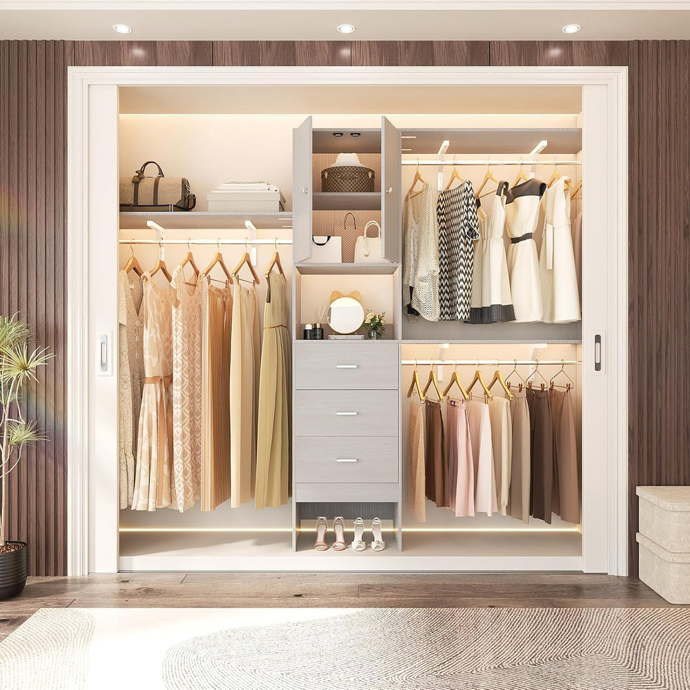 Armocity 96 Inches Closet System with Doors, 8FT Walk In Closet Organizer wit...