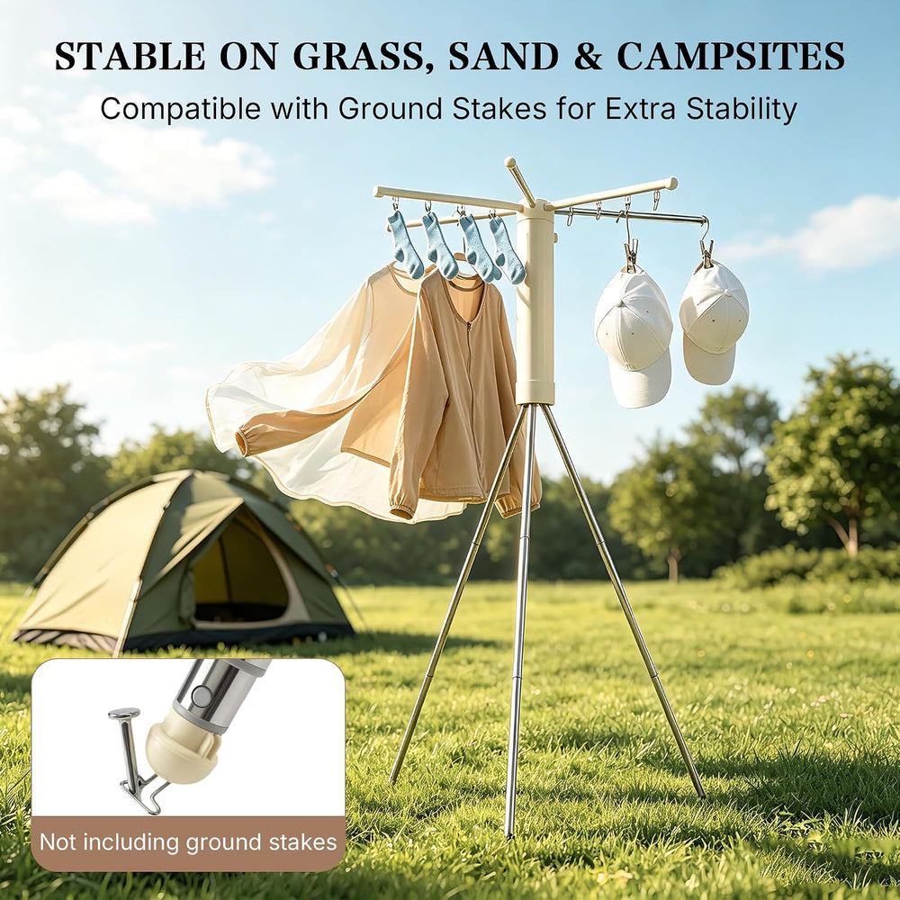 Foldable Clothes Drying Rack, Adjustable Windproof Laundry Drying Rack with G...