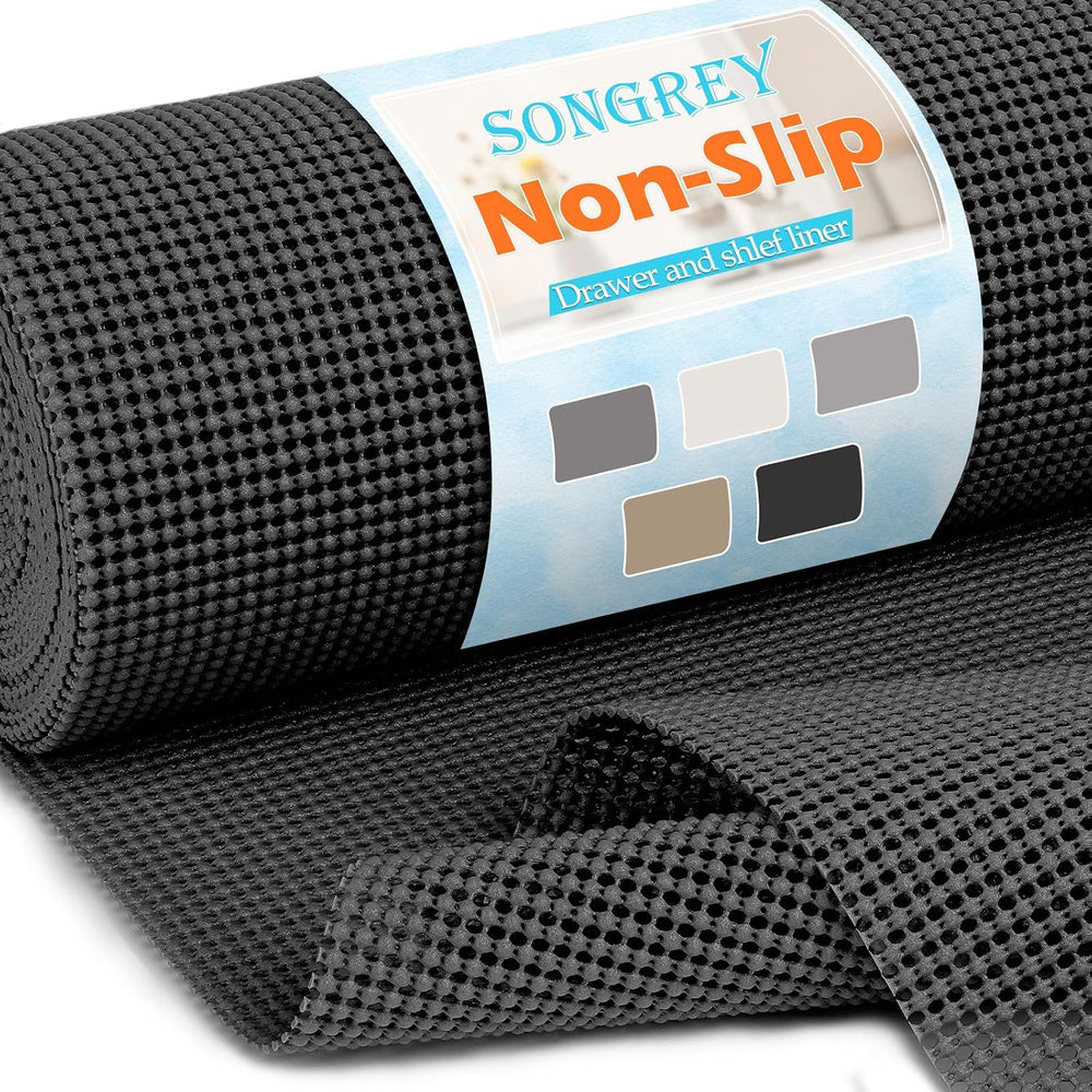 Songrey Non-Slip Shelf Cabinet and Drawer Liner, 12IN x 20FT, Black