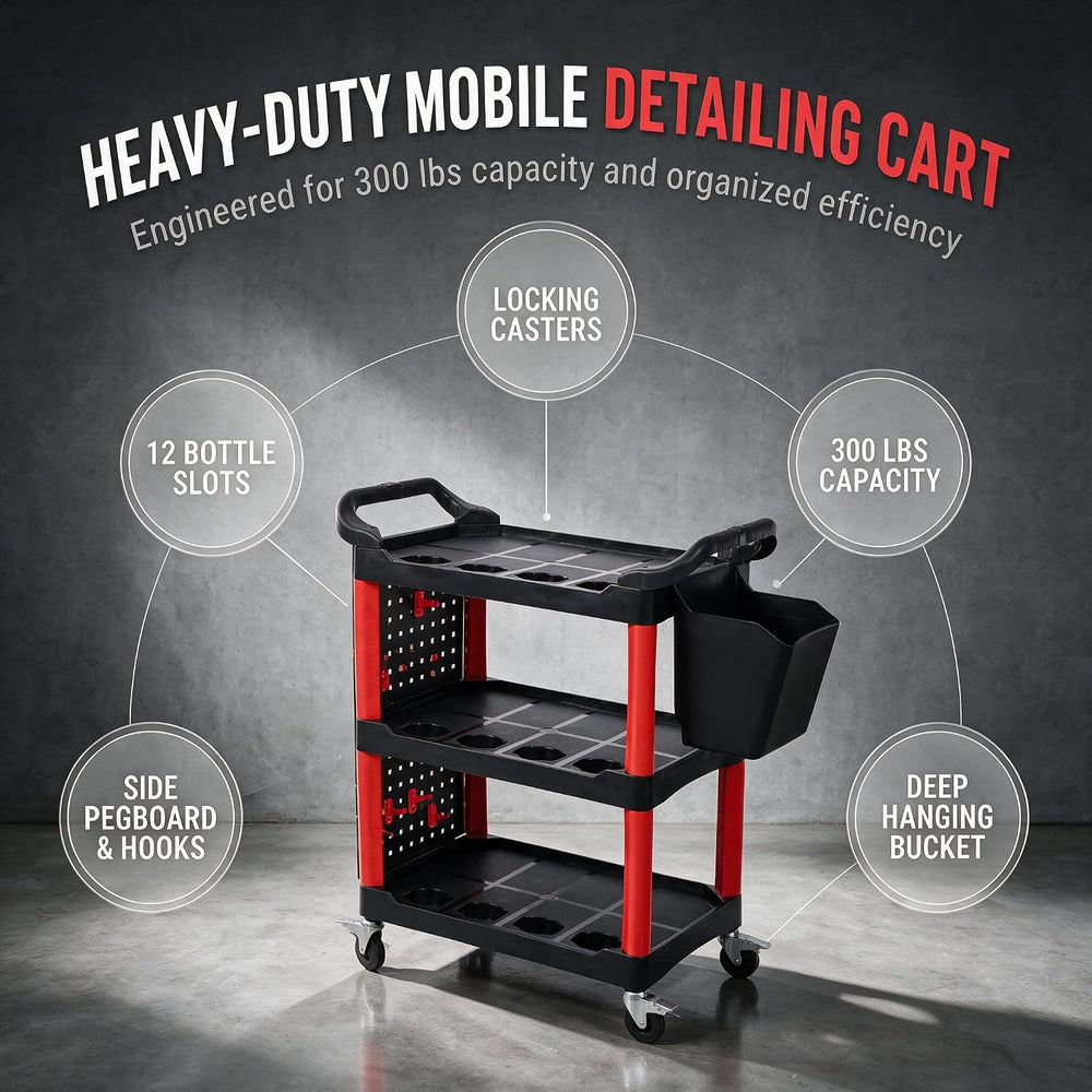 NicBex 3-Tier Rolling Tool Cart, Utility Cart with Bucket, Pegboard & Hoo...