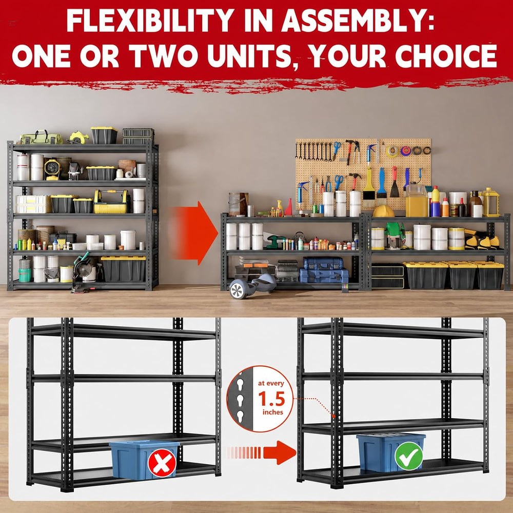 Lauxery 5-Tier Heavy Duty Garage Shelving, 48 x24 x72 in