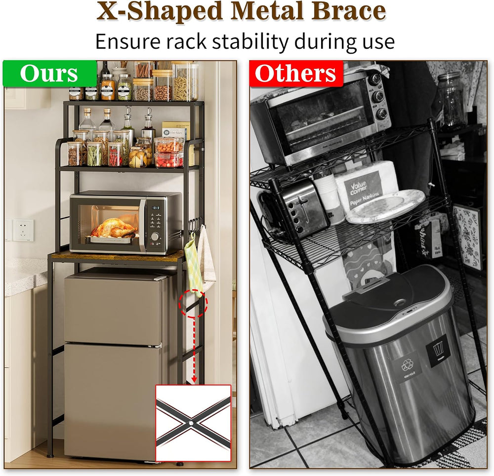 3 Tier Mini Fridge Stand Shelf with Storage for Kitchen and Dorm