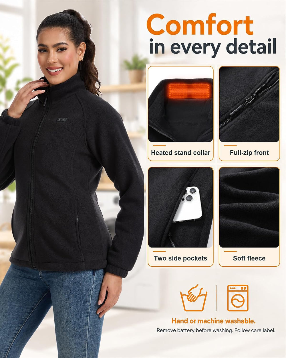 Women's Heated Jacket with Battery Pack Included,11-Zone Heated Fleece Coat