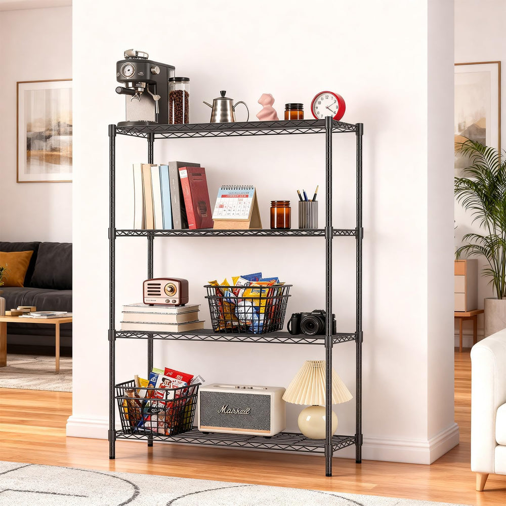 FDW | 4-Tier Wire Shelf | 36" x 14" x 54" | Black