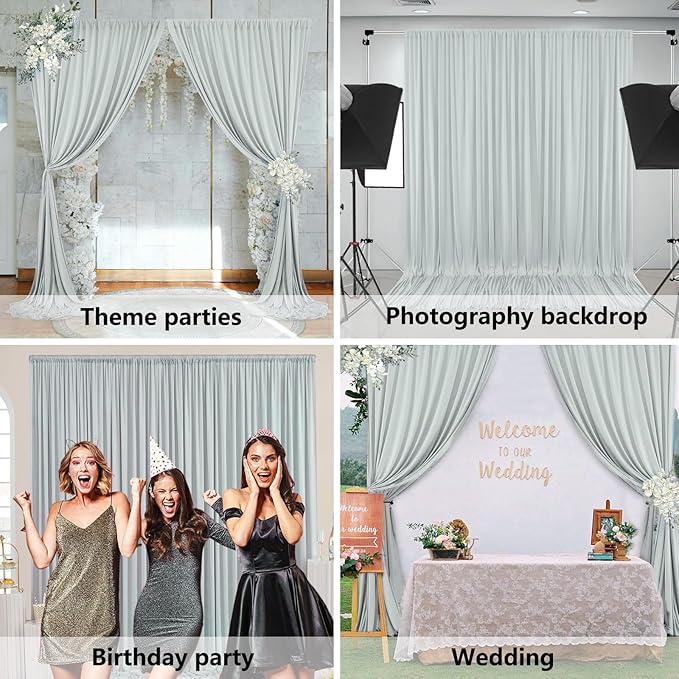 10 x 7 Feet Silver Backdrop Curtain for Partie, Background Curtains for Photo...