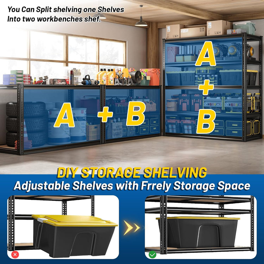 ROOMFAVE 40" W Storage Shelves 5 Tier Garage Shelving 2350LBS, 2PCS