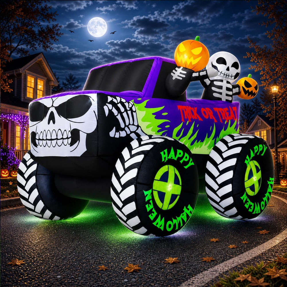 8FT Long Giant Halloween Inflatables Decoration Outdoor Skeleton Monster Truc...