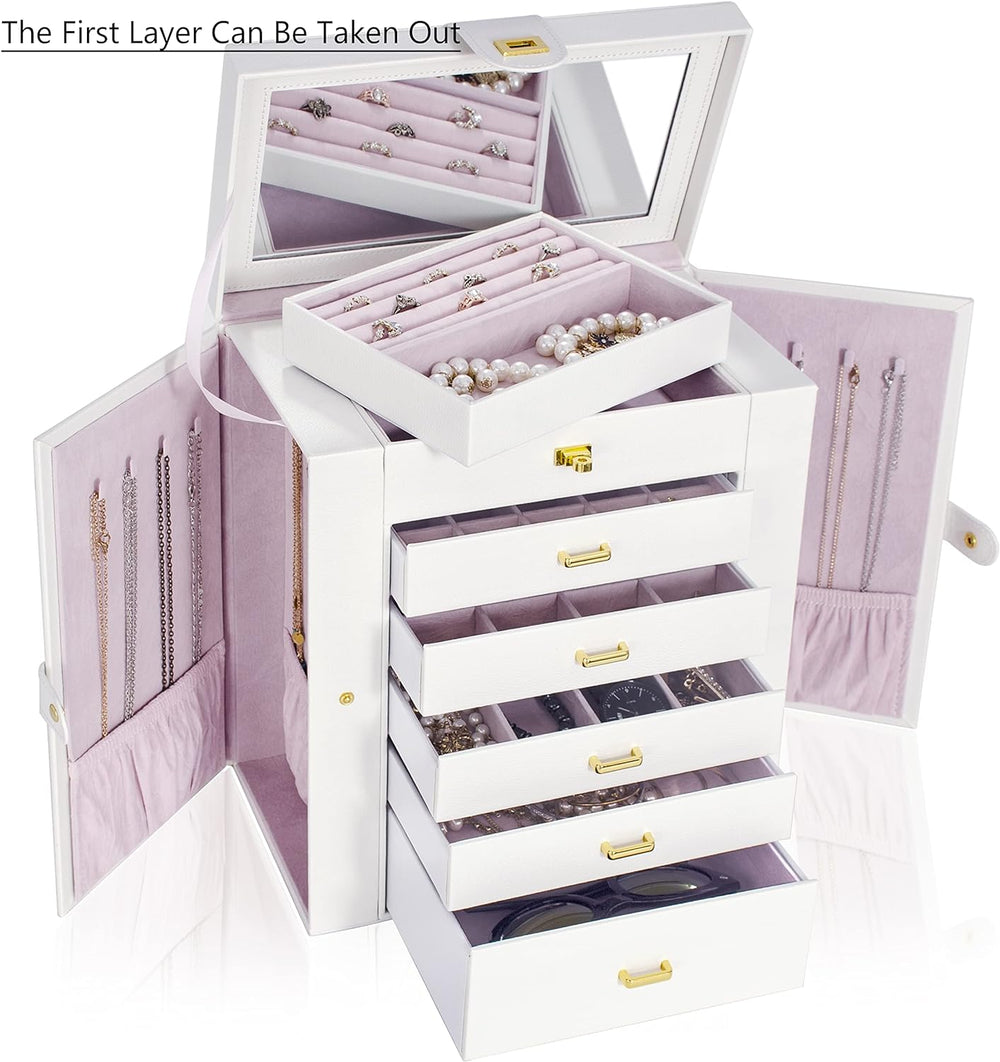 AKOZLIN 6-Tier Jewelry Box Organizer 5 Drawers Jewelry Storage Case