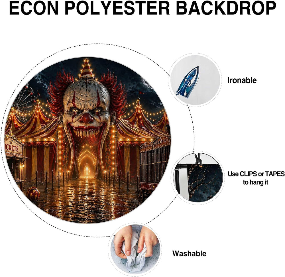 Allenjoy 96" x 72" Halloween Horror Clown Photography Backdrop with...