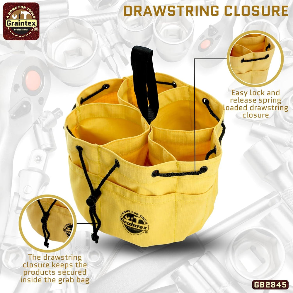Graintex 18 Pocket Grab Bags Set of 3 Pcs Rip-Stop Canvas, Drawstring Closure...