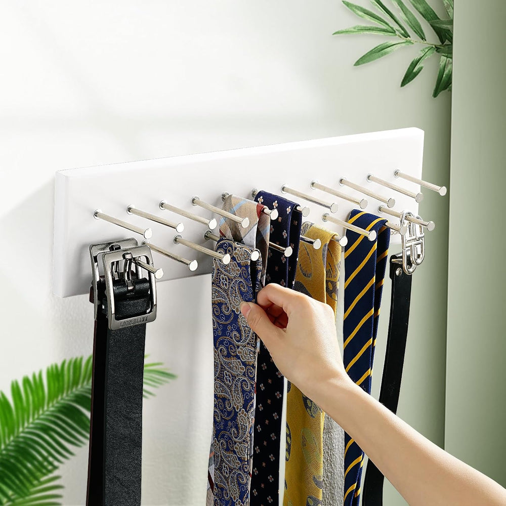 TreeHouse London Tie Rack Organizer – Holds 40 Large Ties – Solid Wood & ...