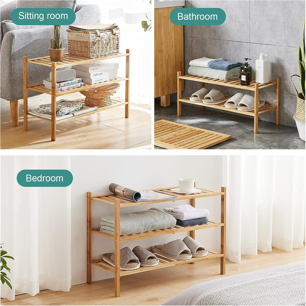 viewcare 4-Tier Bamboo Shoe Rack for Entryway, Stackable | Foldable | Natural...