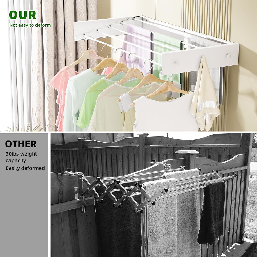 BAKON Wall Mounted Drying Rack 32'', Hidden Clothes Drying Rack for I...