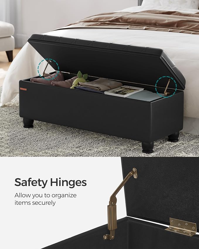 SONGMICS Storage Ottoman, Storage Bench, Tufted Entryway Bedroom Bench