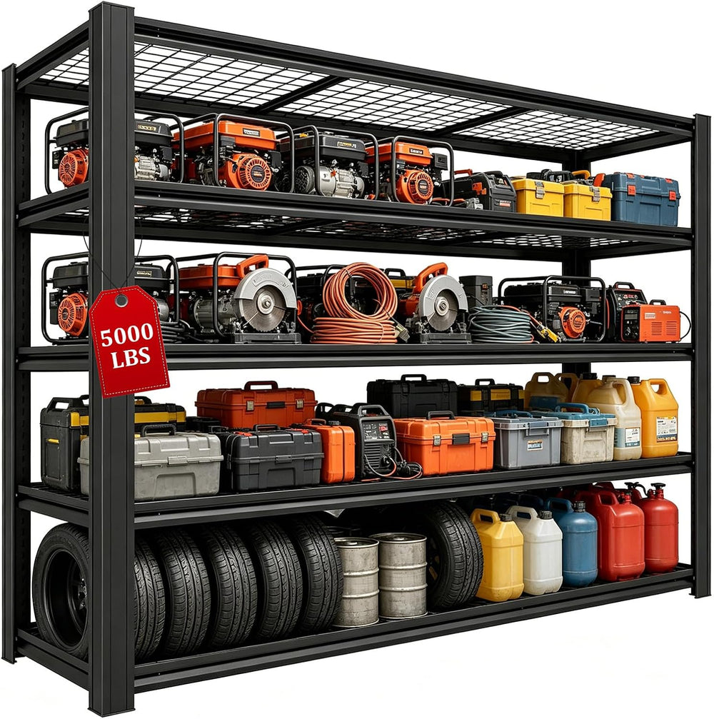 5000LBS Heavy Duty 5-Tier Adjustable Metal Garage Shelving, Tool-Free Easy As...