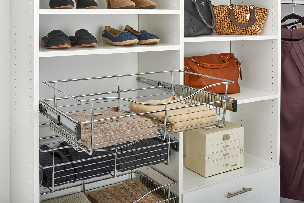 REV-A-SHELF Chrome 24" Wire Pullout Basket for 12" Deep Closet - 7&...
