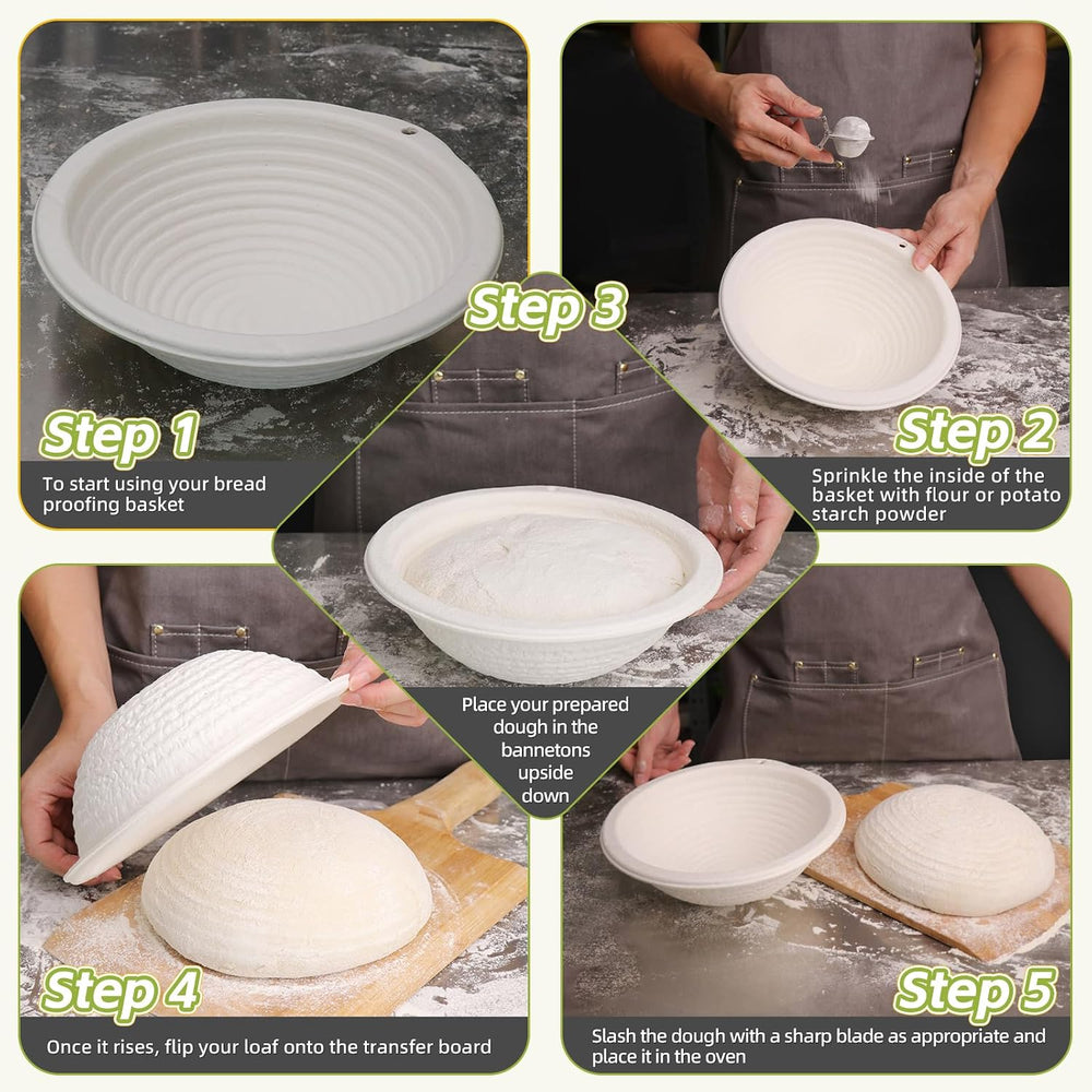Sourdough Banneton Bread Proofing Basket Pulp Brotform 6-Pack