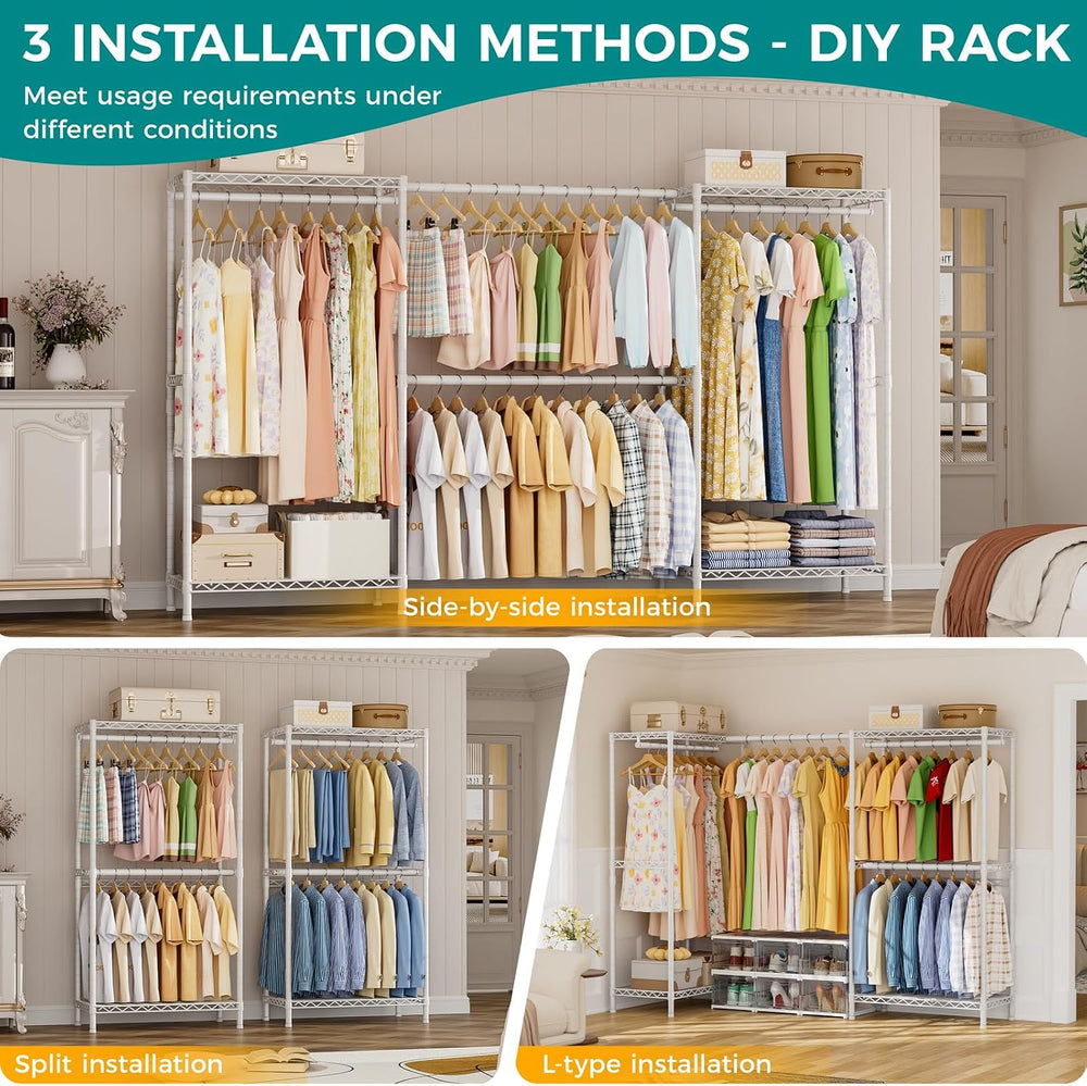 SINGAYE Heavy Duty Portable Closet Metal Clothes Racks Wardrobe with Shelf
