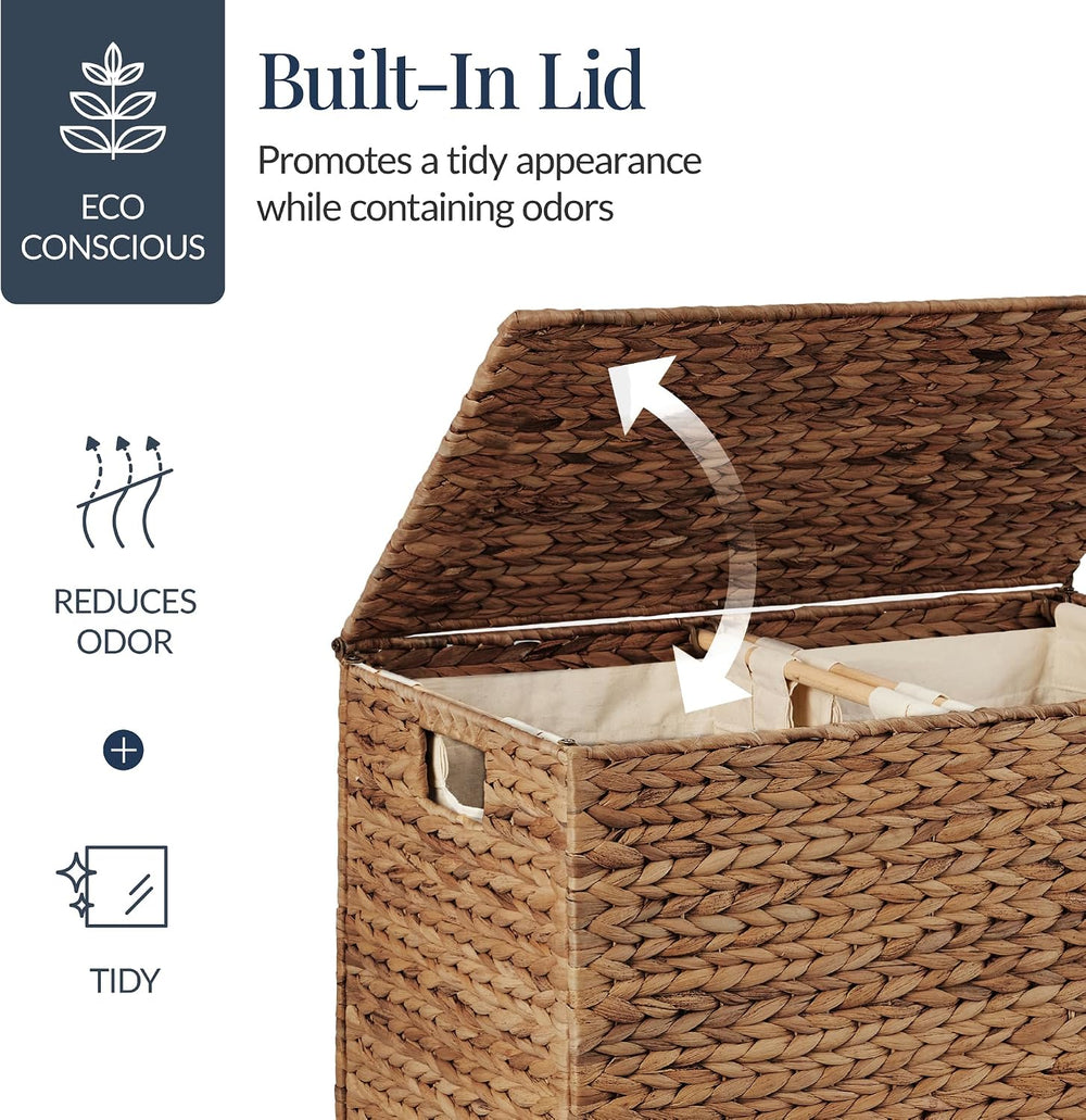 Best Choice Products X-Large Laundry Hamper with Lid, Natural Handwoven Hyaci...