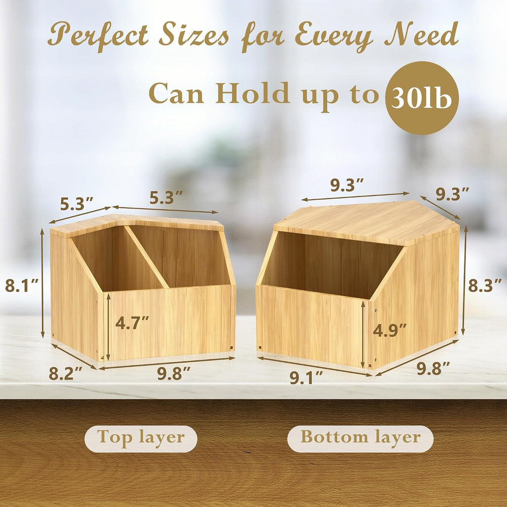 Jolitac Bamboo Pantry Storage Bins - Potato & Onion Storage Bin for Kitch...