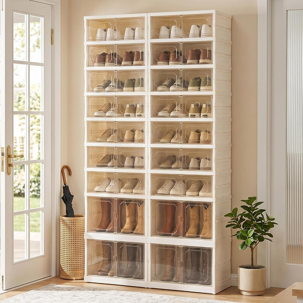 9-Tier Tall Shoe Rack with Wheels, Fits 18 Pairs & Dustproof