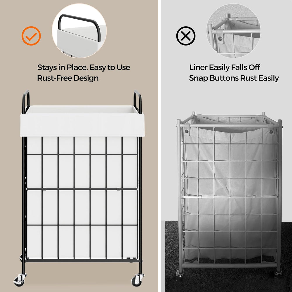 90L Laundry Hamper with Wheels, Laundry Basket with Handle and Liner Bag