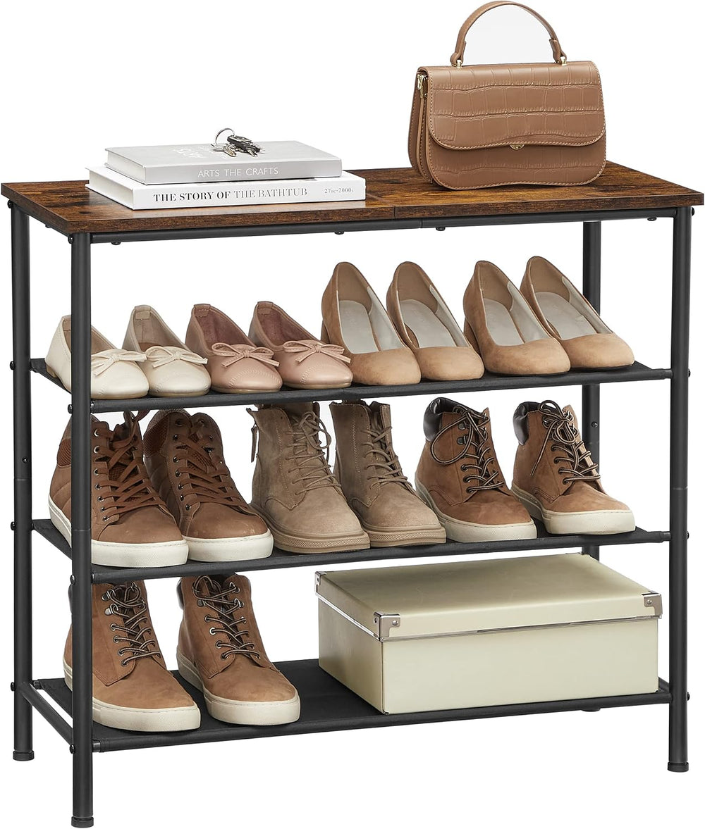 VASAGLE 4-Tier Shoe Rack, 9-12 Pairs, Steel Frame