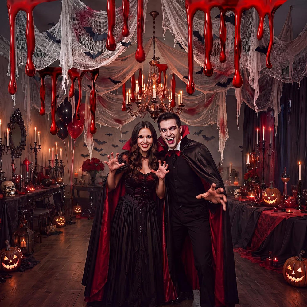 VioraWhite 34 Pcs Vampire Decorations for Halloween Bloody Hanging Decor