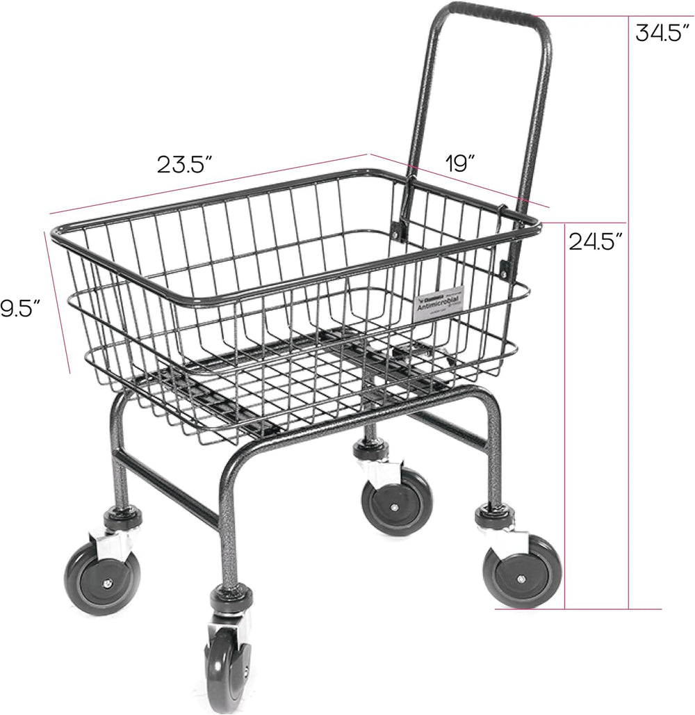 Rolling Laundry Cart with Wheels, Metal Wire Basket, Heavy Duty Utility Cart ...