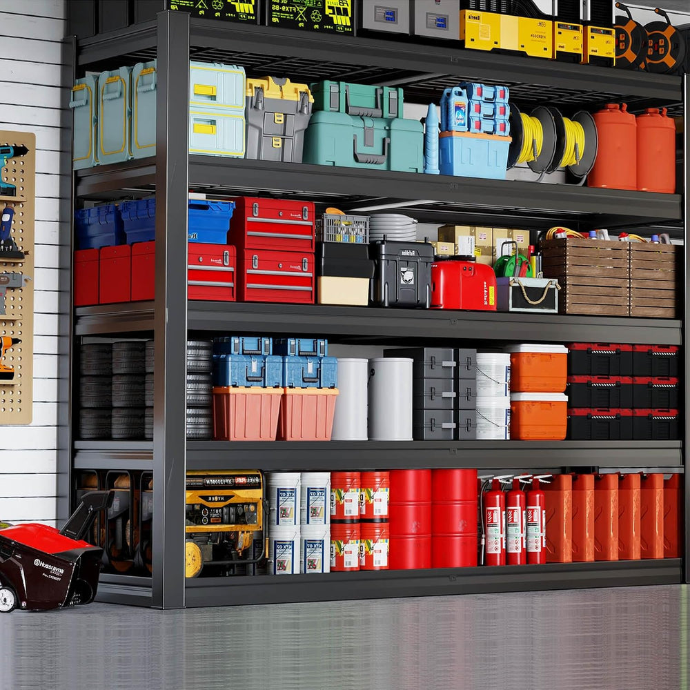 5-Tier Storage Shelves, 68" W Garage Shelving Heavy Duty Metal Adjustabl...