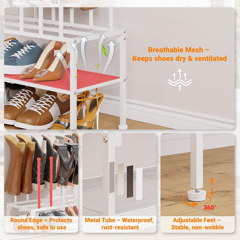 3-Tier Expandable Shoe Rack with Removable Boot Posts, 2-in-1 Shoe Organizer ...