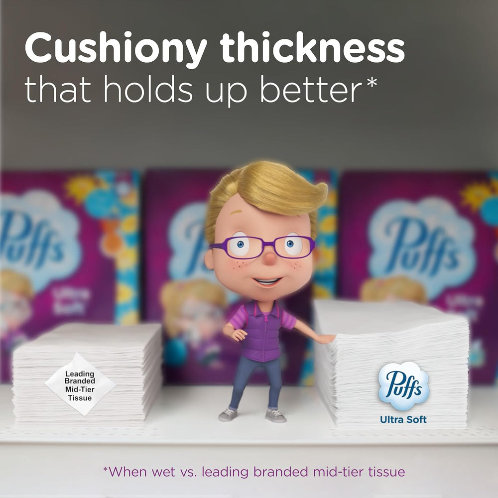Puffs Facial Tissue Ultra Soft Non-Lotion, 18 Cube Boxes, 56 Facial Tissues p...