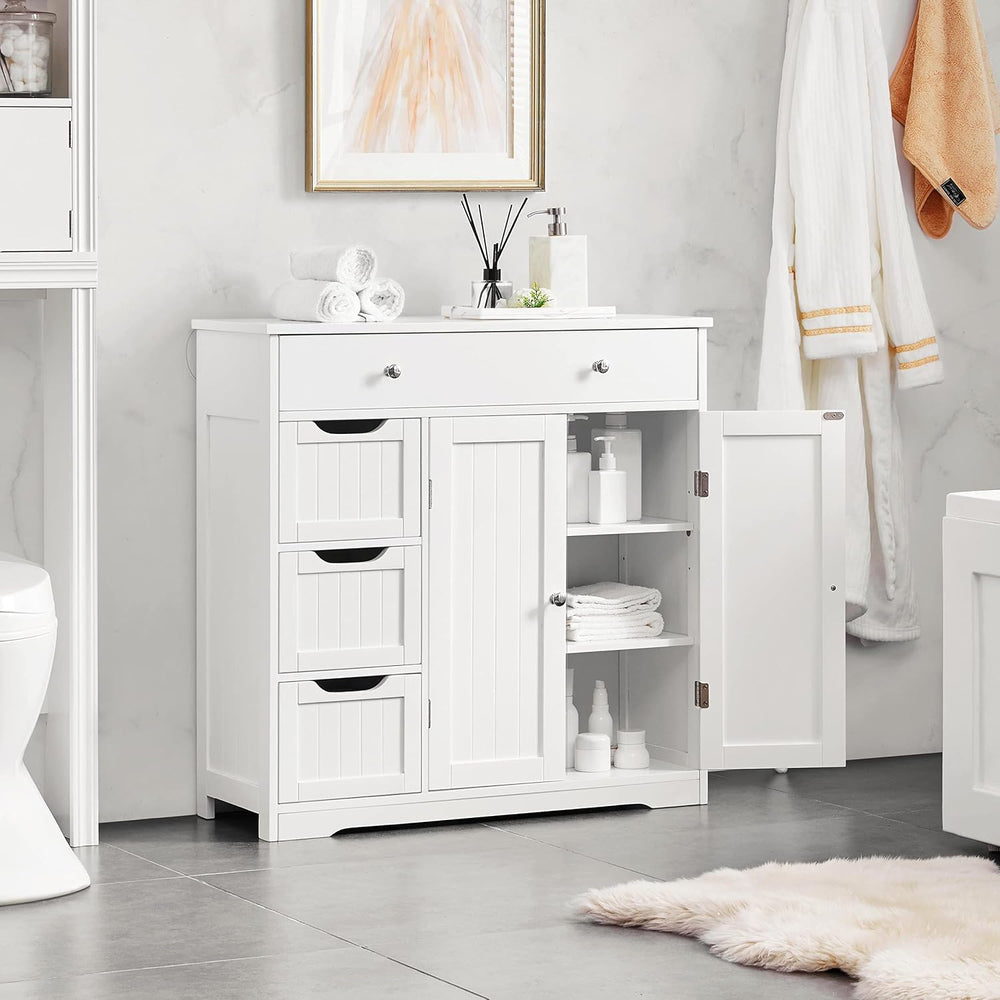 Topeakmart Freestanding Bathroom Storage Cabinet, 4 Drawers & 2 Doors White