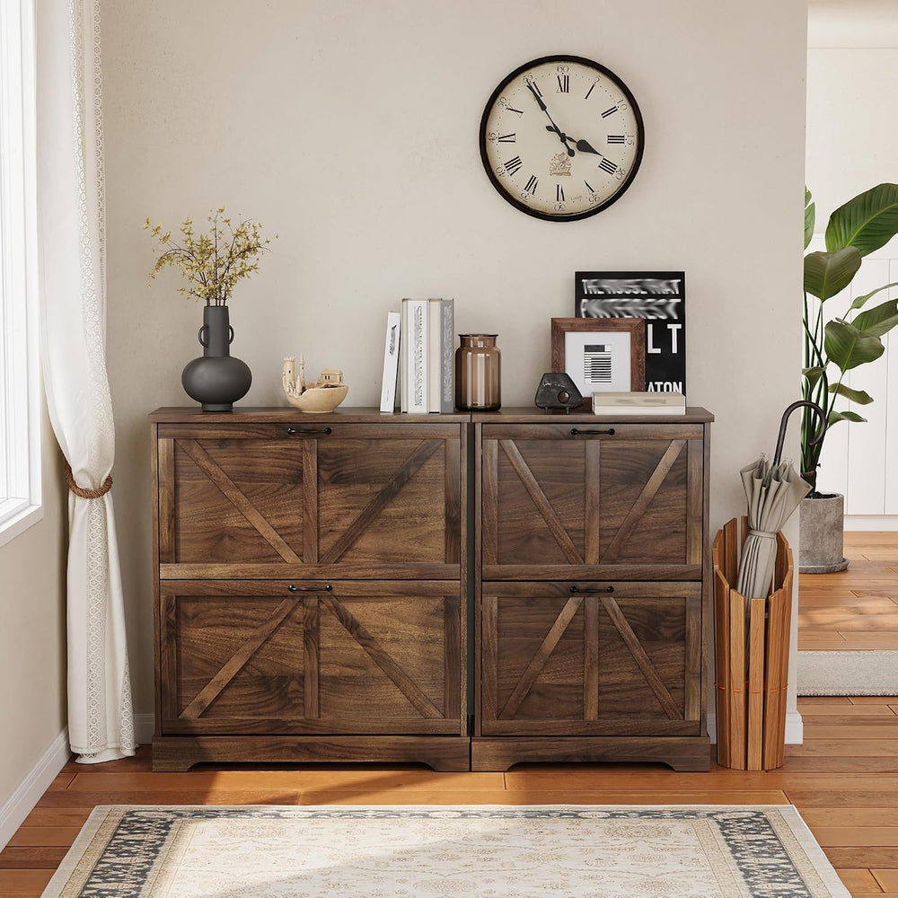 Semiocthome Farmhouse Shoe Storage Cabinet with 2 Flip Drawers, 31.5"(W)...