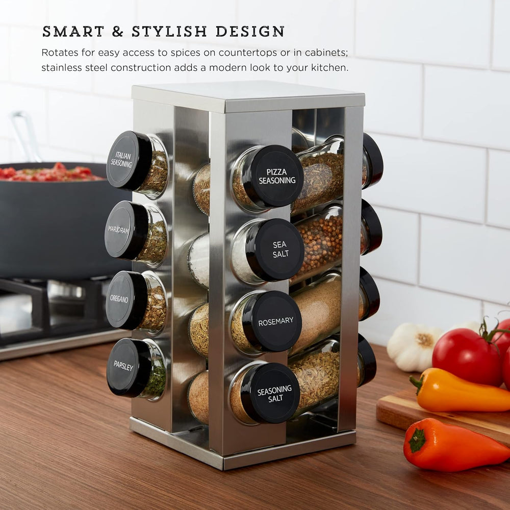 Kamenstein 16 Jar Heritage Revolving Countertop Spice Rack Organizer with Spi...