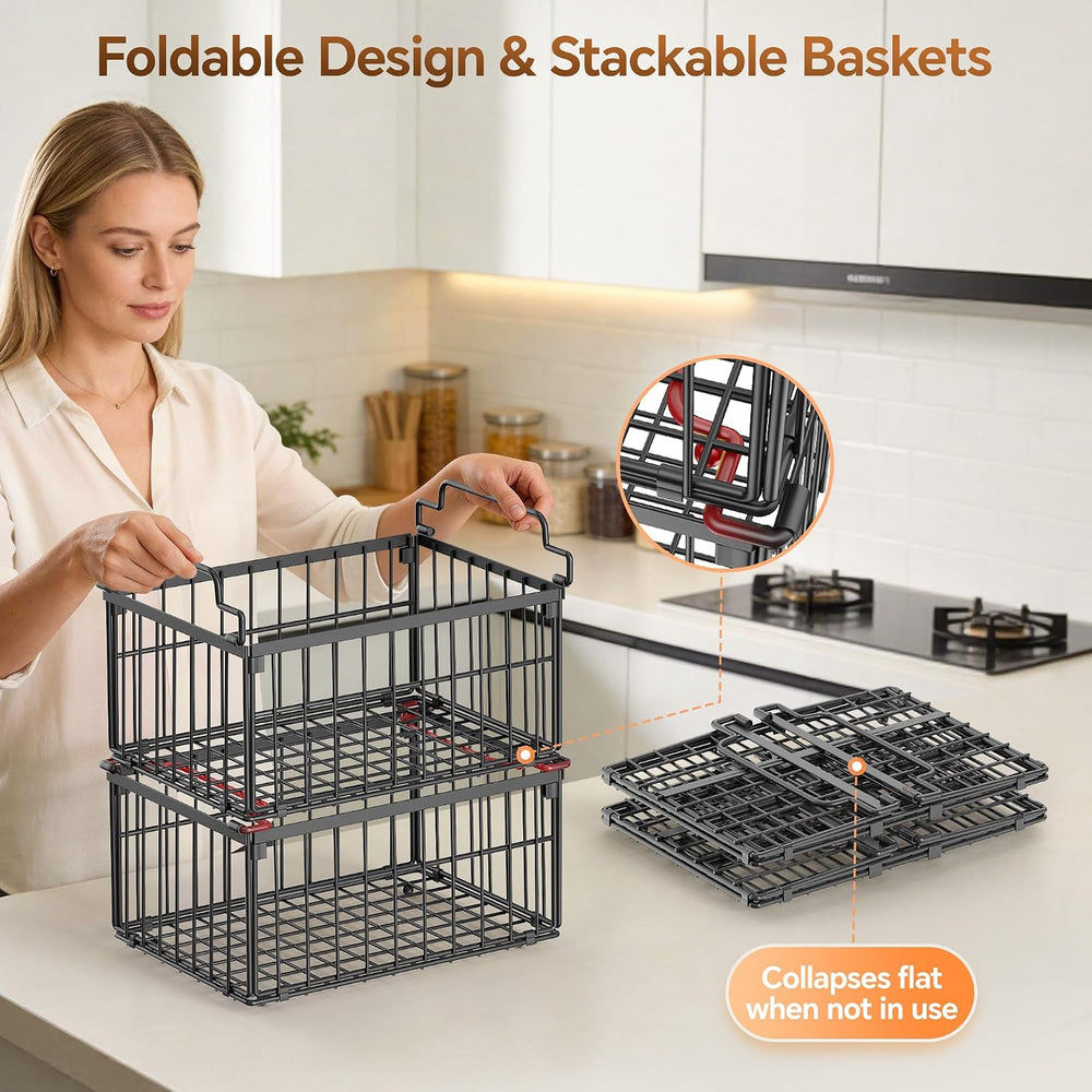 Freezer Organizer Bins, 3 Pack Enlarged Baskets for 5-9 Cu.FT Deep Freezer