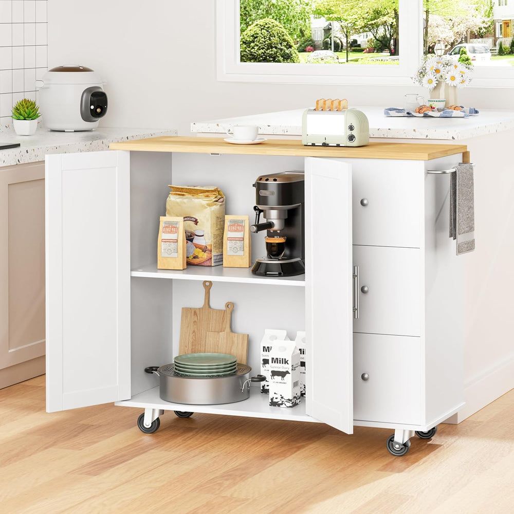 Shintenchi Kitchen Island w/Dropleaf Rolling Kitchen Table w/Seating