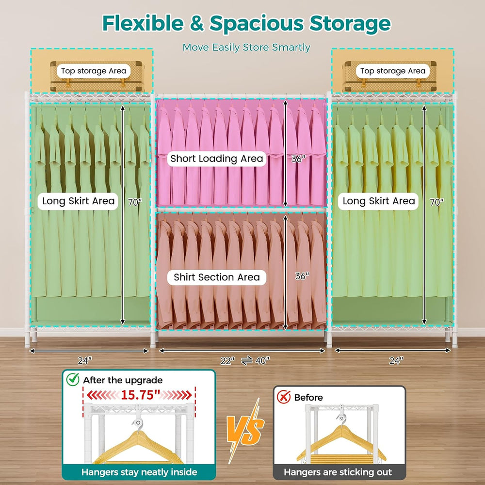 SINGAYE Heavy Duty Portable Closet Metal Clothes Racks Wardrobe with Shelf