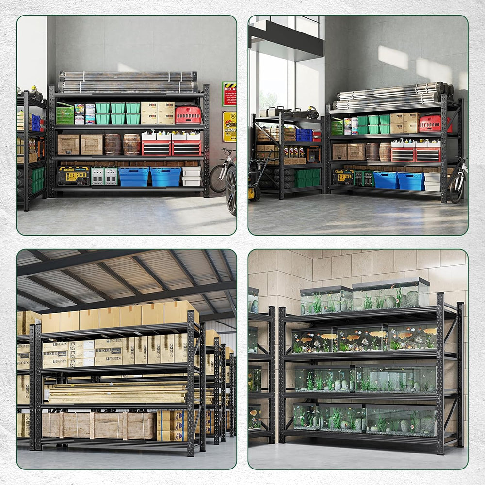 Letaya 71.3" W Metal Storage Shelves,5000LBS Heavy Duty Garage Shelving ...