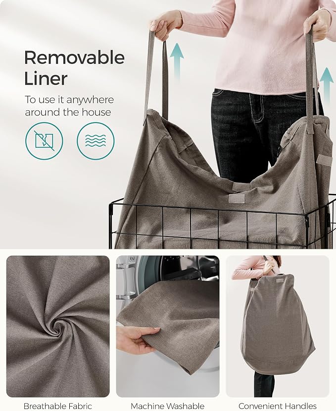 SONGMICS Laundry Hamper, 29 Gal. Laundry Basket, Collapsible Clothes Hamper