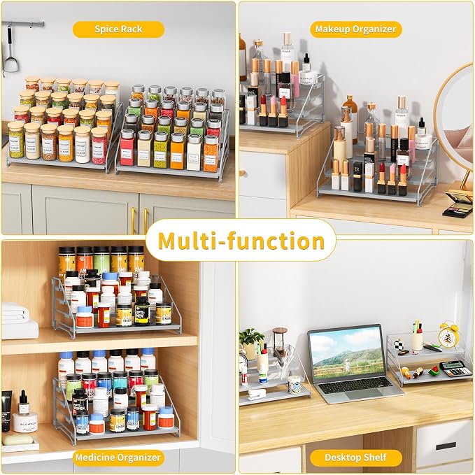 RCHYFEED 4 Tier Spice Rack Organizer, Spice Organization (2 Pack)