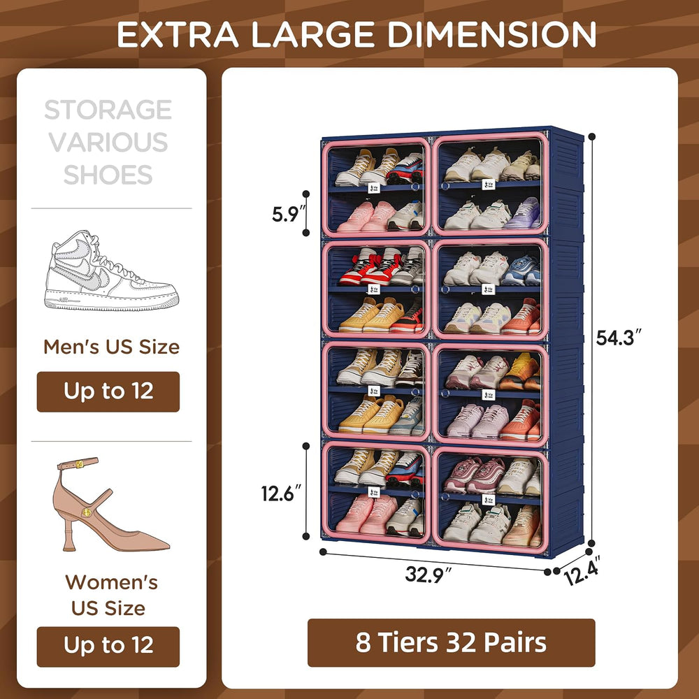 Vipbox No-Assembly Shoe Organizer, Foldable Shoe Storage Cabinet with Reinfor...