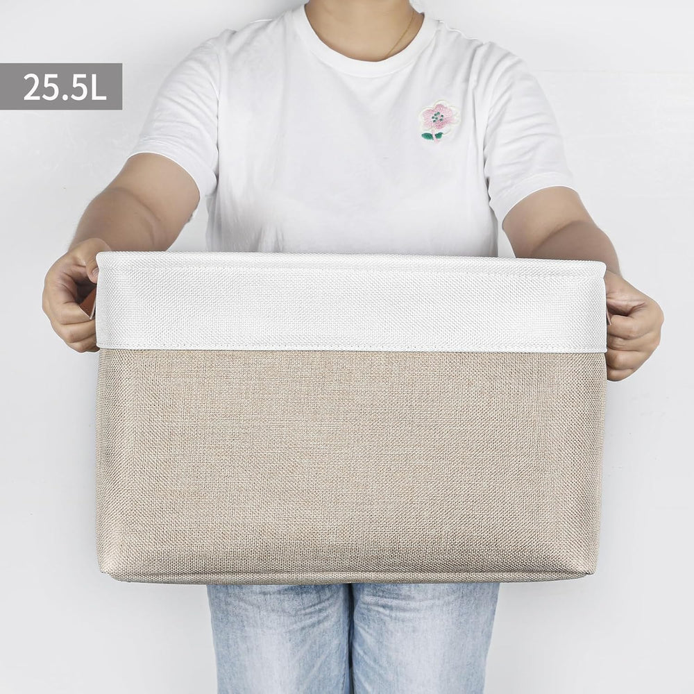 Storage Bins Large Fabric Storage Baskets for Shelves 3 Pack, Decorative Line...