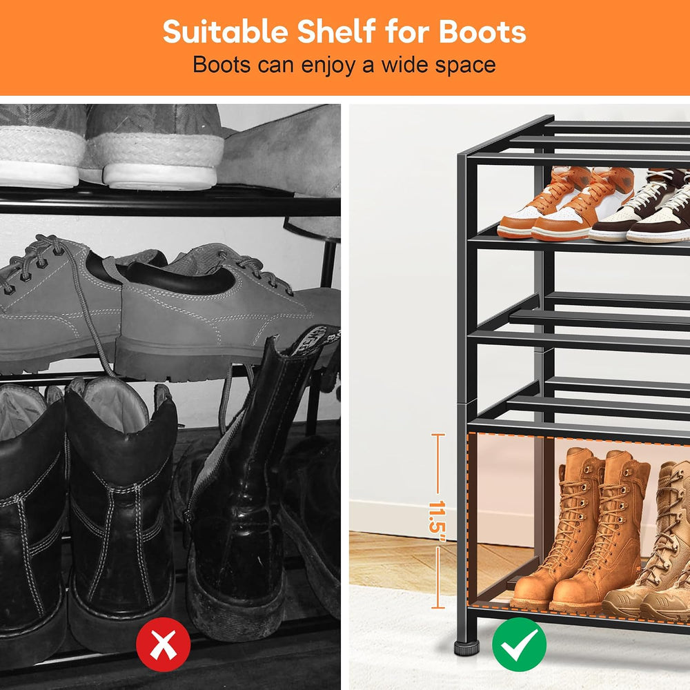 KEETDY 5-Tier Heavy Duty Shoe Rack for Garage Entryway, Stackable Shoe Organi...