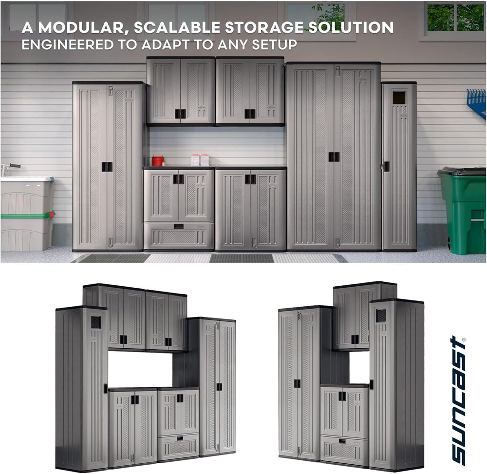 Suncast 72-Inch Tall Storage Cabinet, Platinum Resin Garage Storage Cabinet