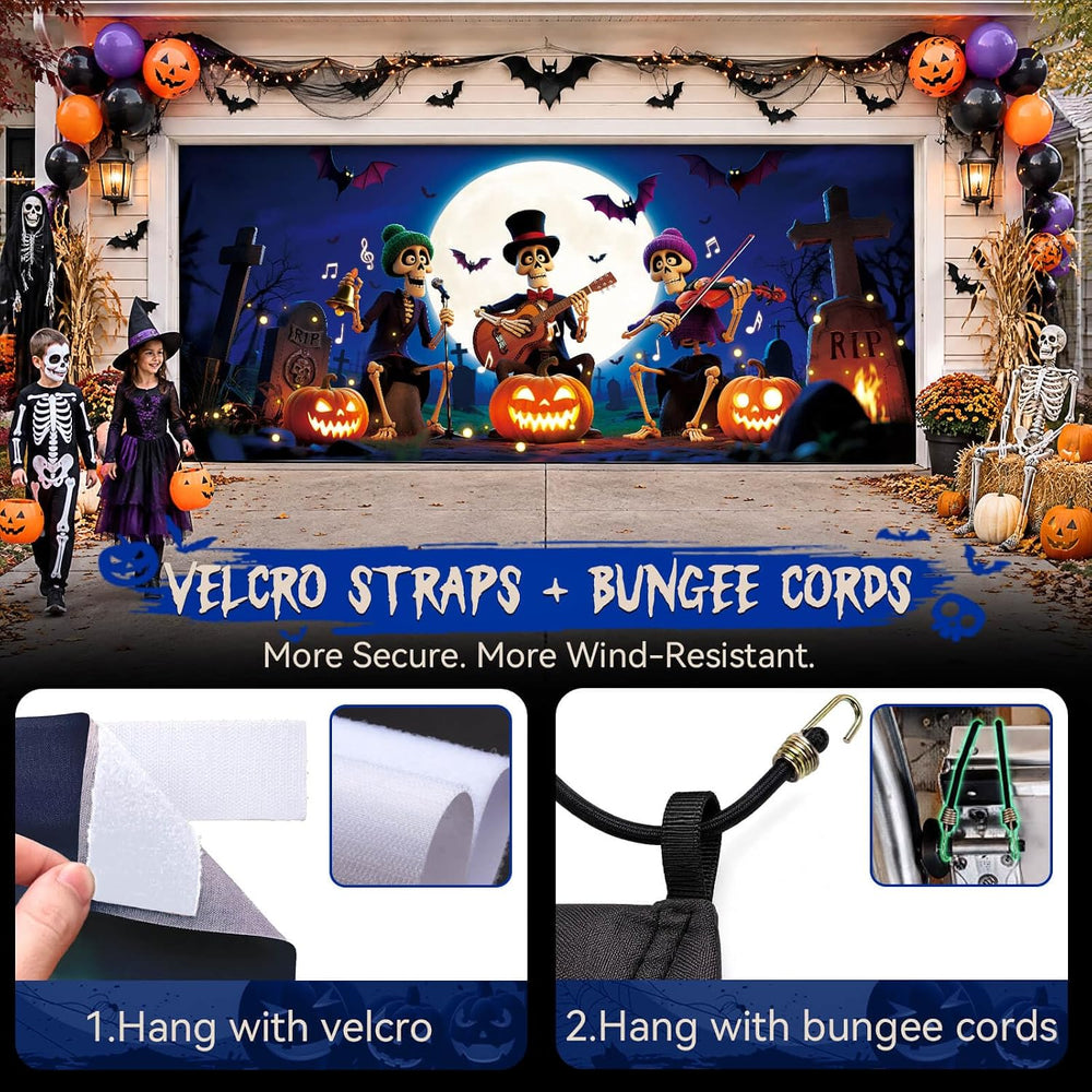 Halloween Garage Door Cover Decor, 7x16ft Outdoor Party Backdrop