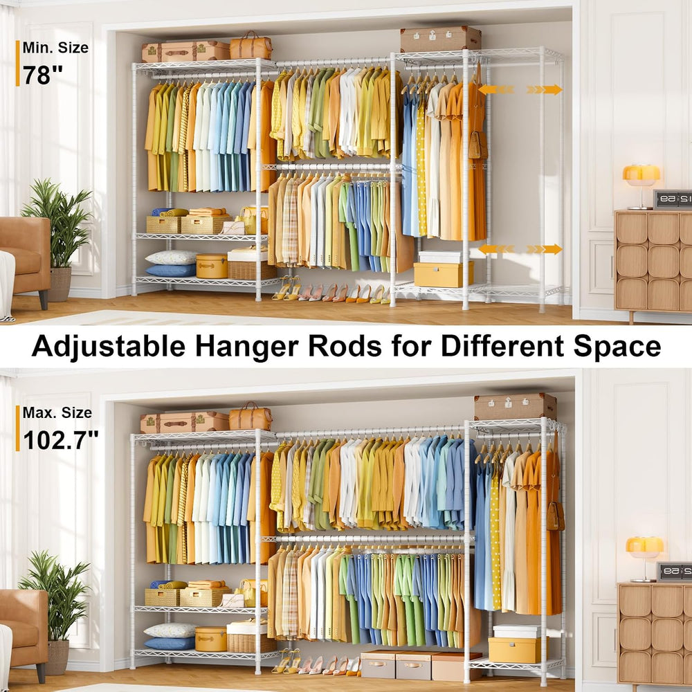 ULIFHOME Heavy-Duty Garment Rack, Adjustable Clothing Racks Hanging Clothes