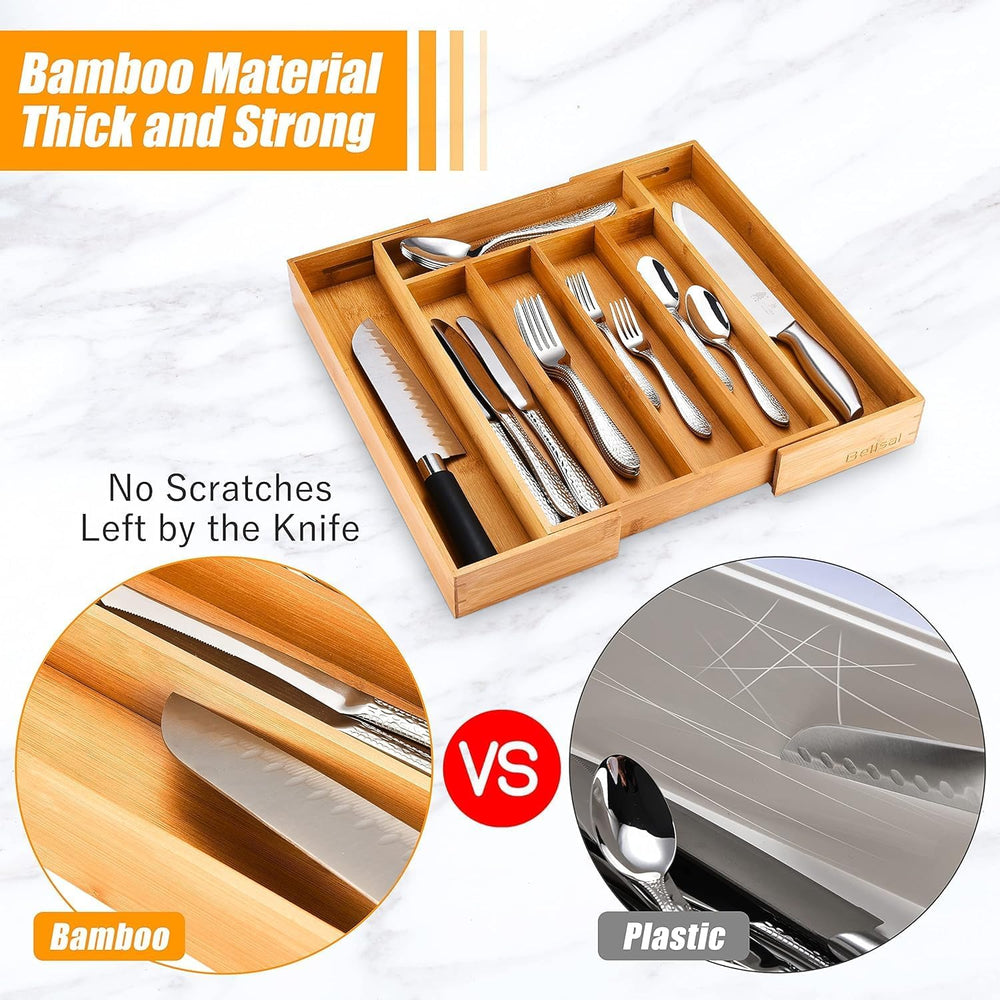 Kitchen Silverware Drawer Organizer and Storage Flatware Cutlery Utensil Hold...